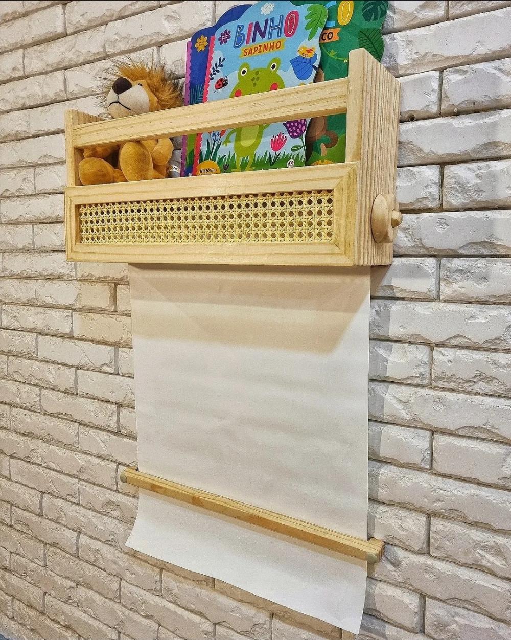 Prateleira Porta Rolo de Papel com Palhinha Indiana Maitê
