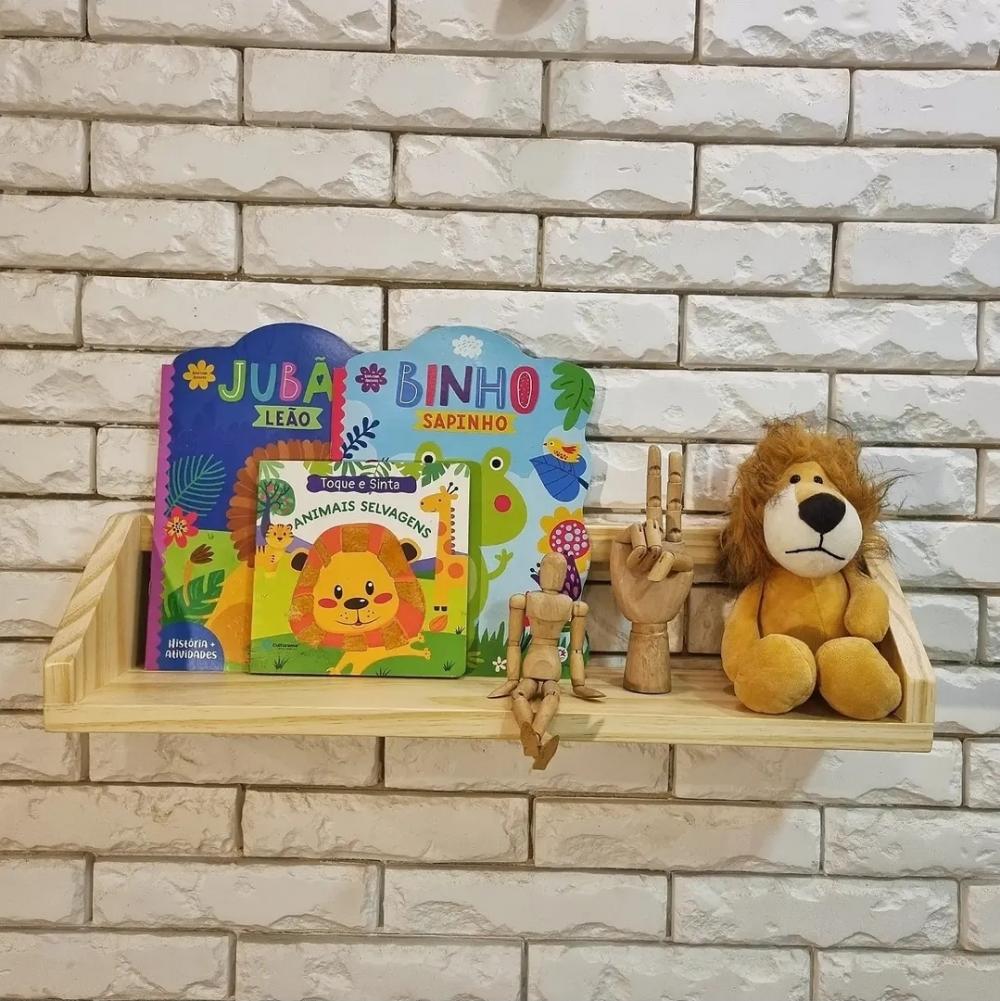 Prateleira de Livros Duda Corda de Algodão Madeira Pinus