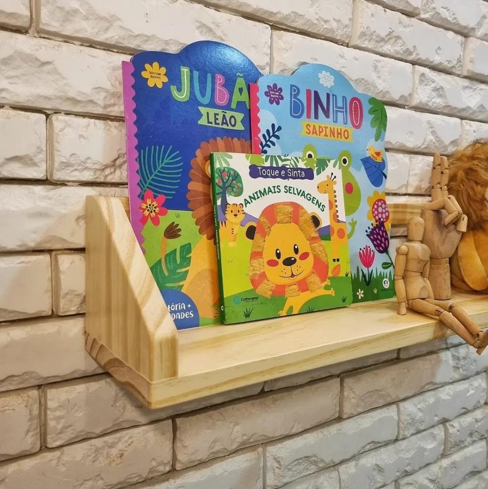 Prateleira de Livros Duda Corda de Algodão Madeira Pinus