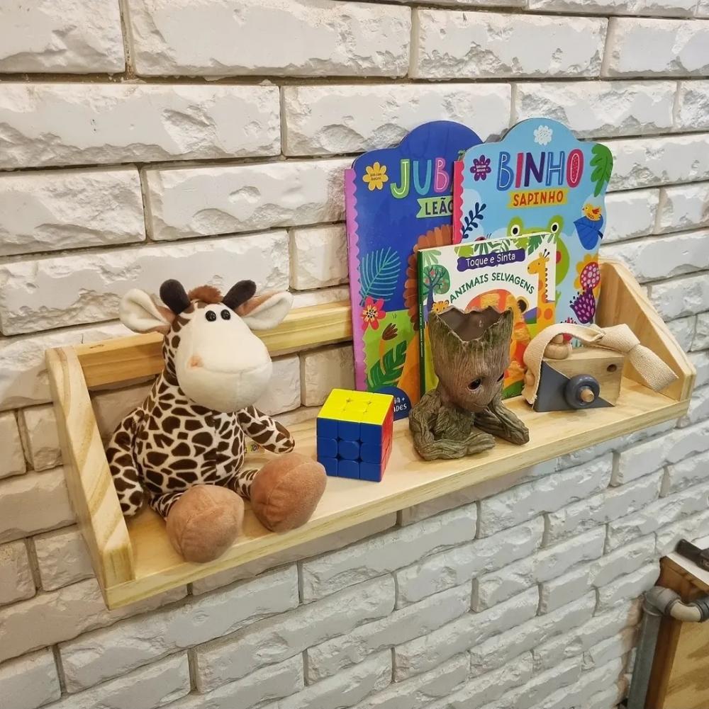 Prateleira de Livros Duda Corda de Algodão Madeira Pinus