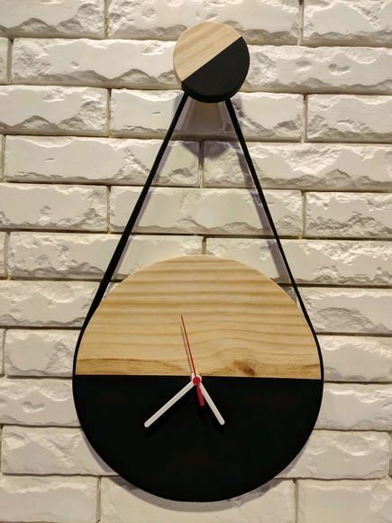 Gancho Pendurador de Madeira Duo Wood/black Espelho, Relógio
