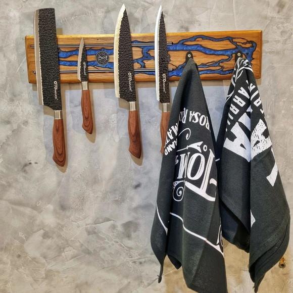 Holder Magnético de Facas com Gachos Madeira Nobre de Tauari