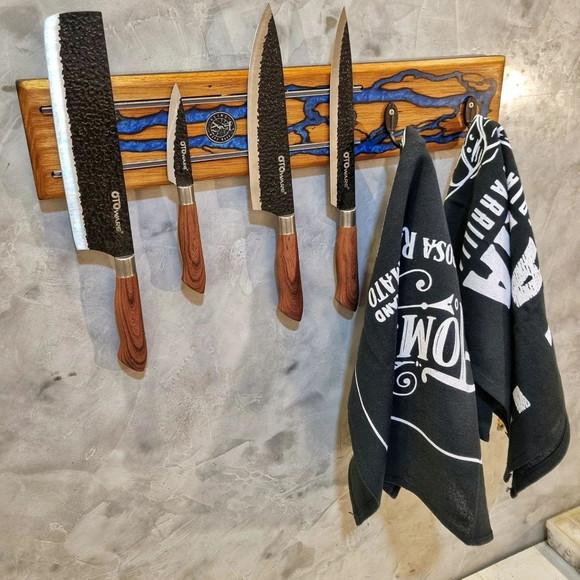 Holder Magnético de Facas com Gachos Madeira Nobre de Tauari