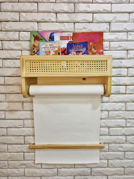 Prateleira com Palhinha + Rolo de Papel e Porta Fraudas