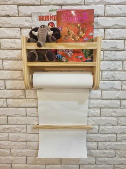 Prateleira de Livros com Suporte para Rolo de Papel e Frauda