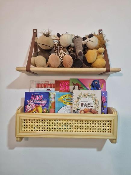 Prateleira de Solo Porta Livros Palhinha Indiana Madeira
