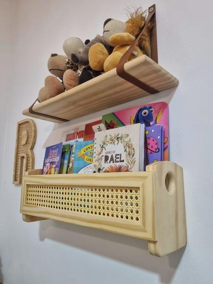 Prateleira de Solo Porta Livros Palhinha Indiana Madeira