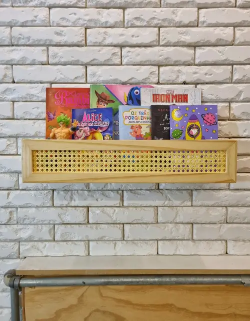 Prateleira de Livros com Palhinha Indiana Lara Madeira 60cm