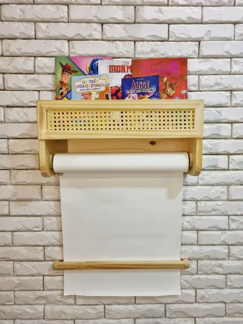 Prateleira com Suporte para Rolo de Papel e Porta Fraudas