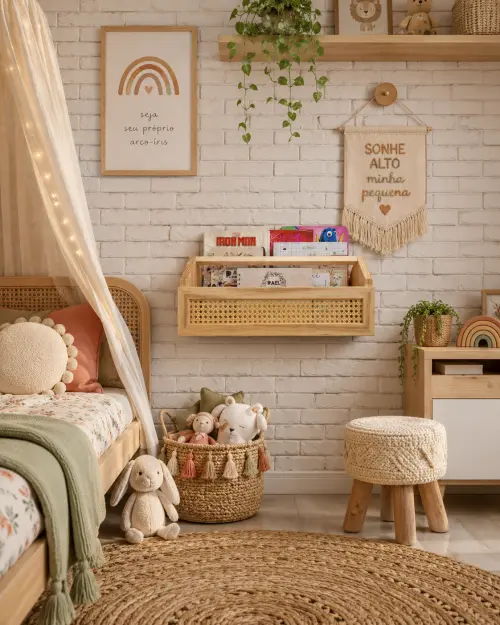 Prateleira de Livros Modelo Casinha Palhinha Indiana Madeira
