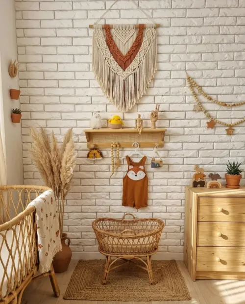 Prateleira July com Ganchos e Palhinha Indiana Quadriculada Tauar