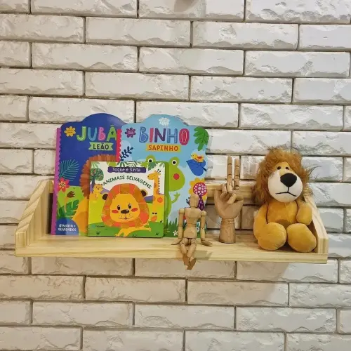 Prateleira de Livros Duda Corda de Algodão Madeira Pinus