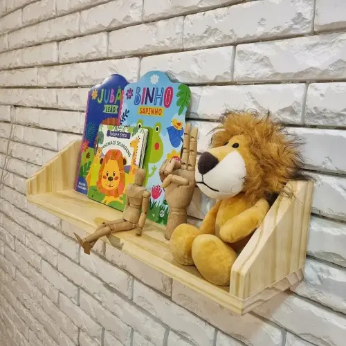 Prateleira de Livros Duda Corda de Algodão Madeira Pinus