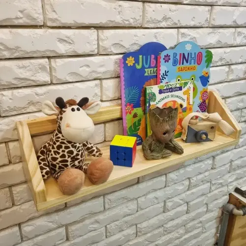 Prateleira de Livros Duda Corda de Algodão Madeira Pinus