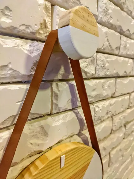 Gancho de Parede Pedurador Duo White/Wood Madeira Maciça