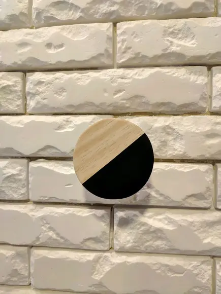 Gancho Pendurador de Madeira Duo Wood/black Espelho, Relógio