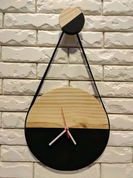 Gancho Pendurador de Madeira Duo Wood/black Espelho, Relógio