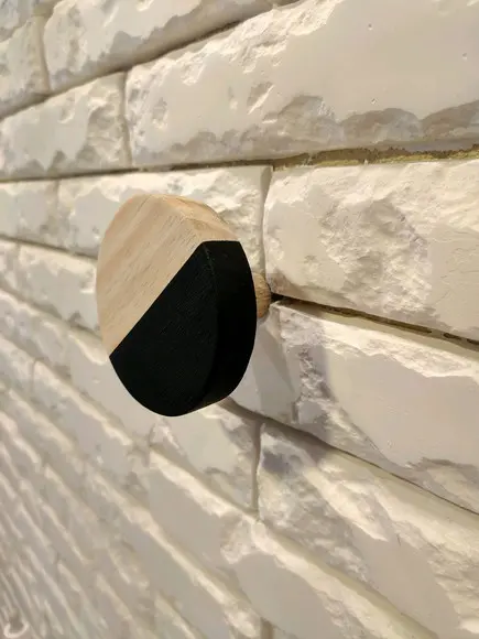 Gancho Pendurador de Madeira Duo Wood/black Espelho, Relógio