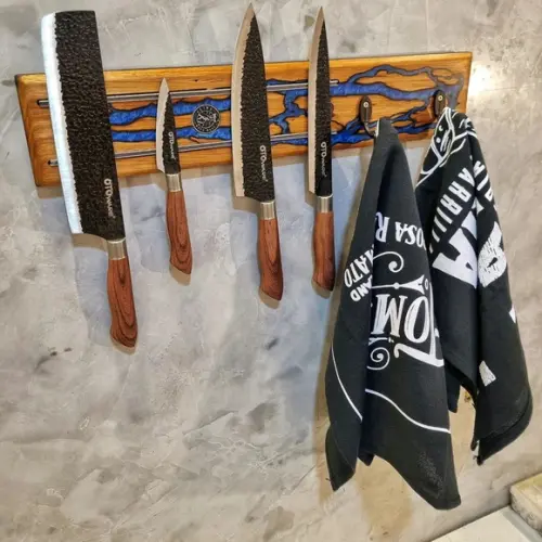 Holder Magnético de Facas com Gachos Madeira Nobre de Tauari