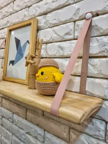 Par de Alças de Couro na Cor Rosa Algodão Doce P Prateleiras