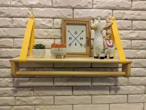 Prateleira Com Alças de Algodão Amarelo Girassol e Varão