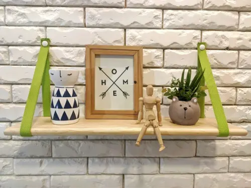 Prateleira Com Alças de Algodão Verde Pistache