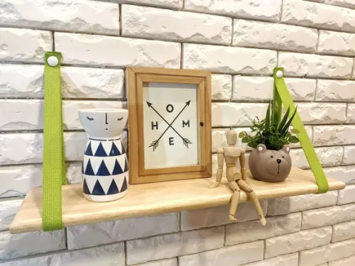 Prateleira Com Alças de Algodão Verde Pistache