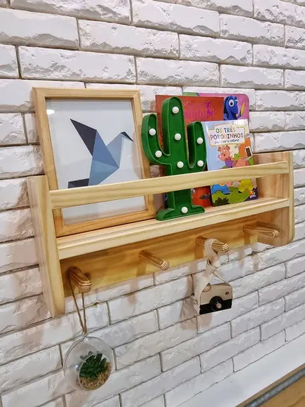 Prateleira de Livros com Ganchos Organizadores Juma