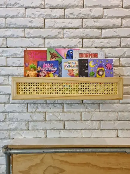 Prateleira de Livros com Palhinha Indiana Lara Madeira 60cm