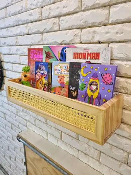 Prateleira de Livros com Palhinha Indiana Lara Madeira 60cm