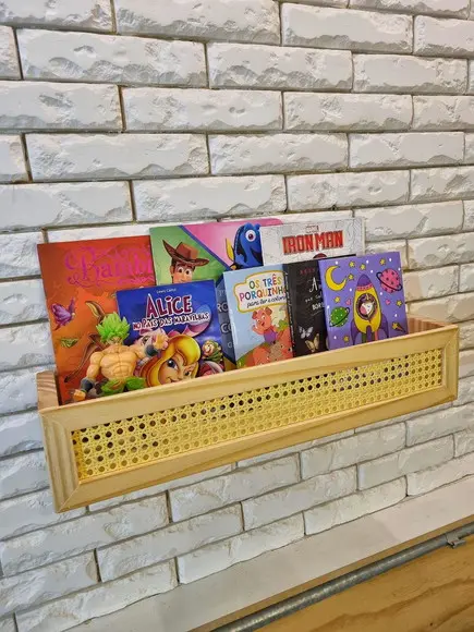Prateleira de Livros com Palhinha Indiana Lara Madeira 60cm