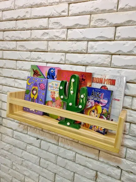 Prateleira de Livros Madeira Maciça Pinus Montessori