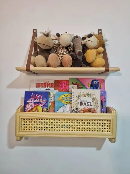 Prateleira de Solo Porta Livros Palhinha Indiana Madeira