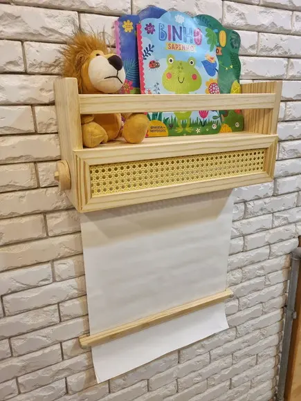 Prateleira Porta Rolo de Papel com Palhinha Indiana Maitê