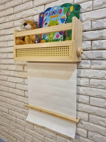 Prateleira Porta Rolo de Papel com Palhinha Indiana Maitê