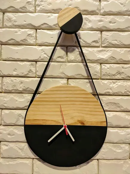 Relógio Minimalista Adnet Escandinavo Madeira Preto DUO