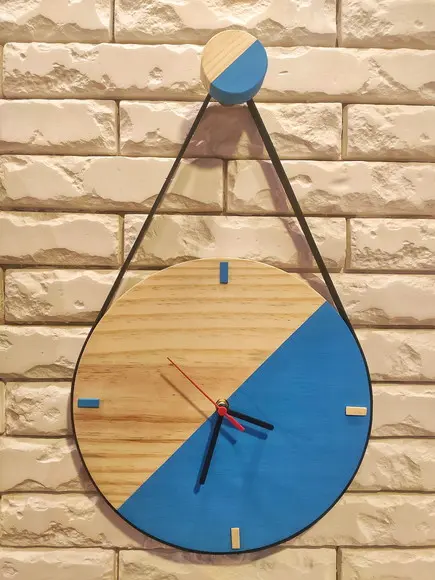 Relógio Minimalista Escandinavo Duo AzulCeleste/Wood