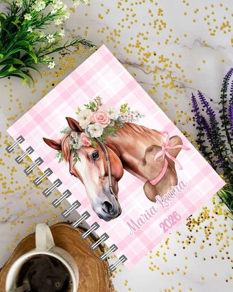 Agenda 2026 Personalizada Tema Cavalos com Flores/ Floral