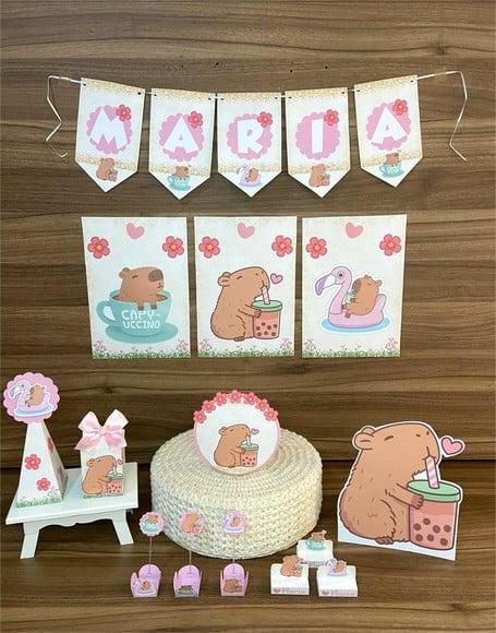 Kit Festa Capivara Menina Personalizado/só Bolinho 100 Itens