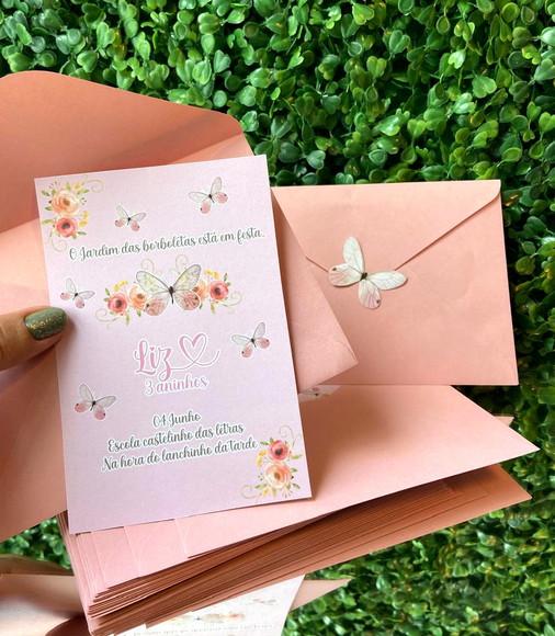 Convite Personalizado Borboleta com Envelope