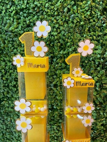 Kit Caixa Acetato Luxo Margarida (40 Peças)