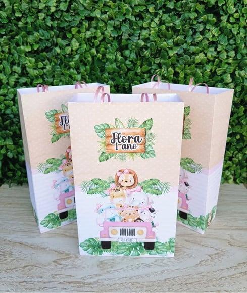 Sacolinha Personalizada Tema Safari Menina