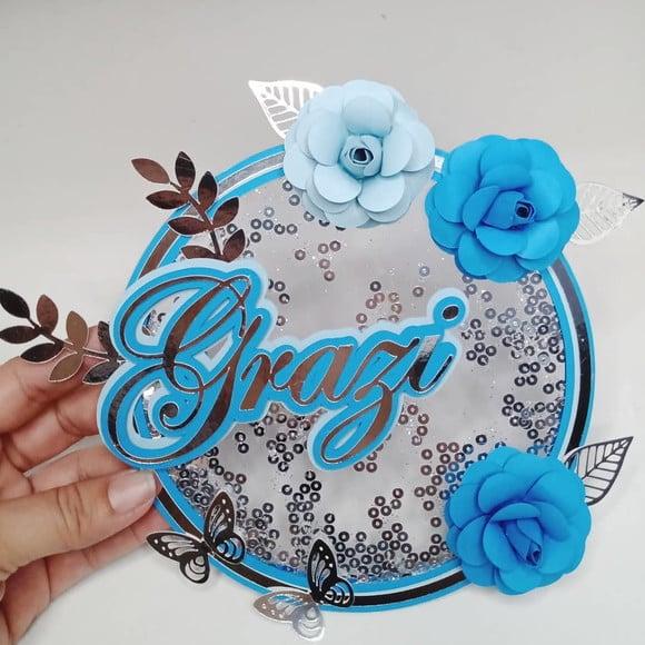 Topo de bolo Shaker flores