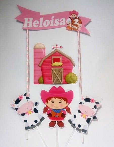 Topo de Bolo Fazendinha Menina