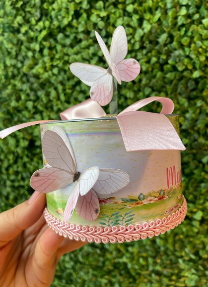 Tubo Lata Personalizada Jardim das Borboletas