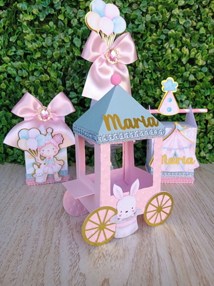 Kit Personalizado Circo Rosa Aquarela Luxo (20 Peças)
