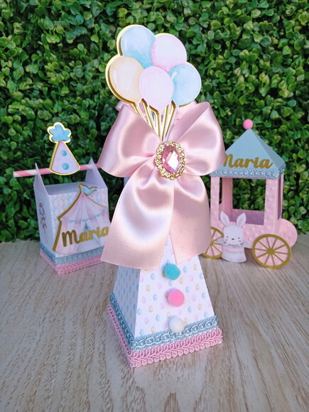 Kit Personalizado Circo Rosa Aquarela Luxo (20 Peças)