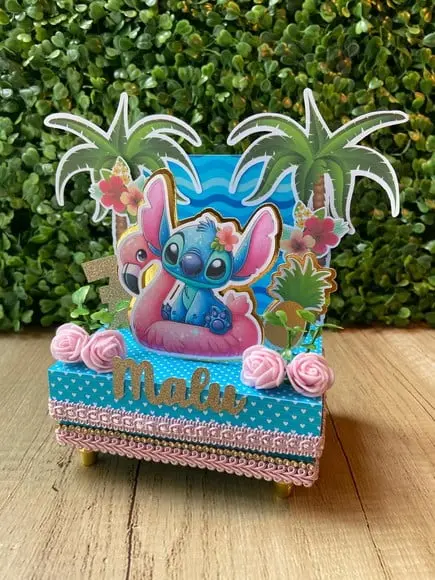 Caixa Cenário Luxo Stitch Pool Party