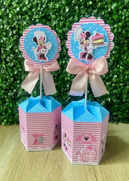 Centro de Mesa Sextavado Confeitaria da Minnie