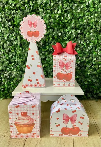 Kit Festa Personalizado Tema Cerejinhas (20 Peças)